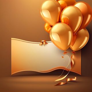 Blank Cream Banner With Glossy Orange Balloons