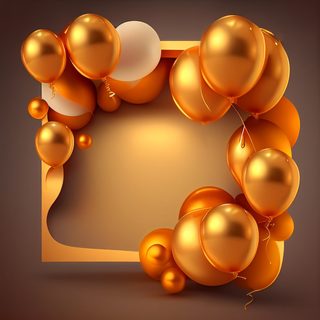 Gold Metallic Balloon Frame with Dark Brown Gradient Background
