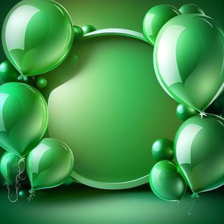 Floating Green Balloons Framing a Circular Center Space