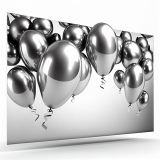 Shiny Silver Balloons Floating On A Gradient Background