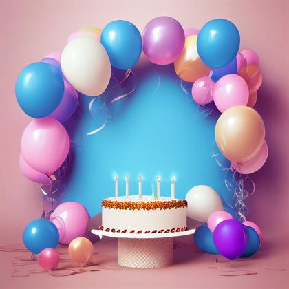 Free Download Pink and Blue Happy Birthday Card Background Image