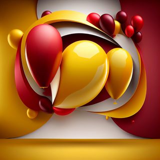 Abstract Red and Yellow Balloon Floating Layers Festive Background
