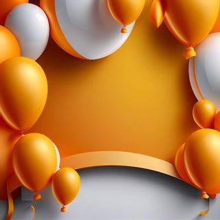 Orange And White Balloons Birthday Celebration Background