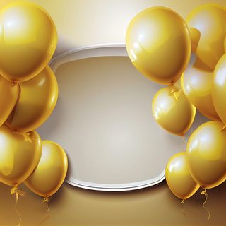Festive Gold Balloons Frame on Gradient Background