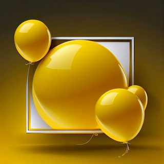 Glossy Yellow Balloons with White Frame on Gradient Background