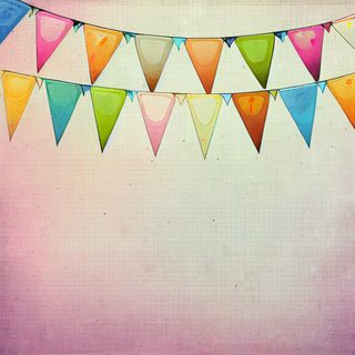 Colorful Watercolor Bunting Flags On Gradient Background