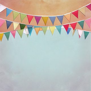 Colorful Triangle Bunting Banners On Gradient Background