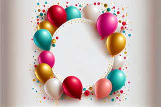 Festive Colorful Balloons Bordering a White Circle Frame