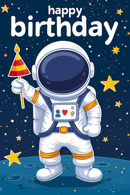 Birthday Astronaut  Cartoon Character