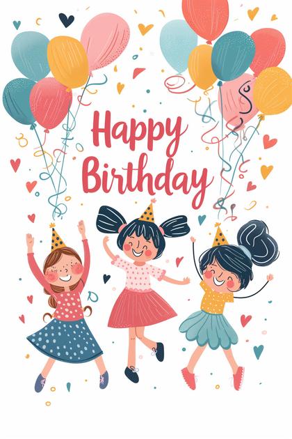Happy Birthday Cute Cartoon Characters