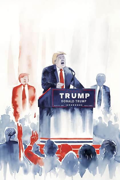 Free Download A Minimalist Watercolor Illustration of A Trump Rally