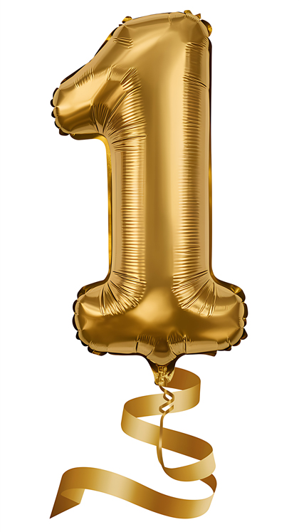 Gold Number 1 Balloon
