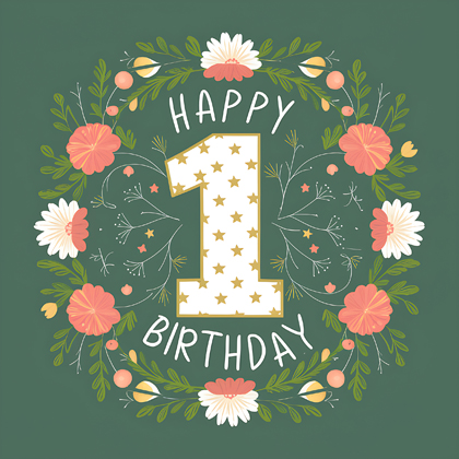 Happy 1st Birthday Floral