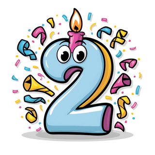 Happy 2nd Birthday Number 2 Candle