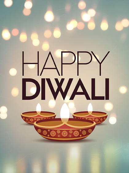 Diwali Poster with Simple Design and Diya