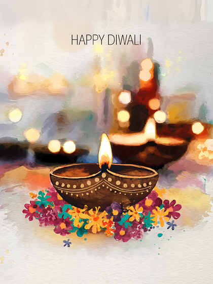 Diwali Watercolor Painting