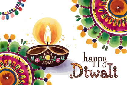 Free Download Diwali Card with Traditional Diya and Patterns
