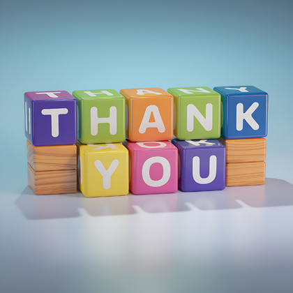 Thank You 3D Colorful Blocks