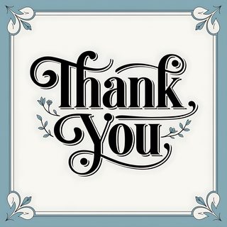 Vintage Thank You Card With Ornate Black Typography