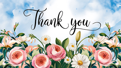 Thank You Watercolor Floral Bouquet