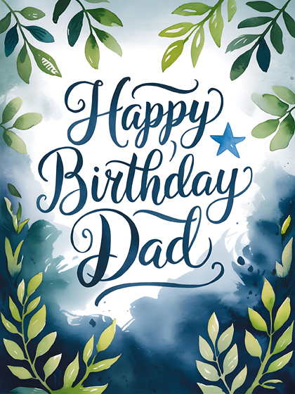 Happy Birthday Dad Watercolor