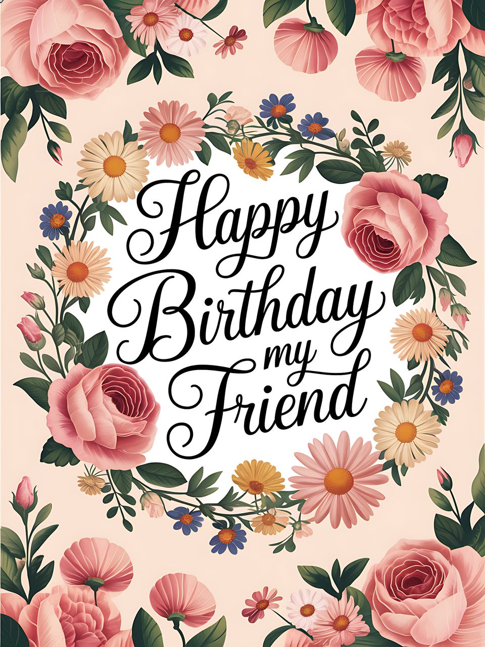 Happy Birthday My Friend Floral