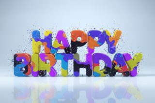 Colorful 3D Rendered Happy Birthday Text