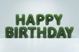 Happy Birthday Grass Text 3D Render