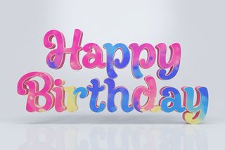 Watercolor Happy Birthday 3D Text