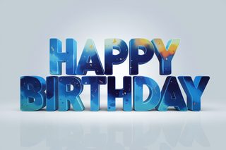 3D Watercolor Happy Birthday Text