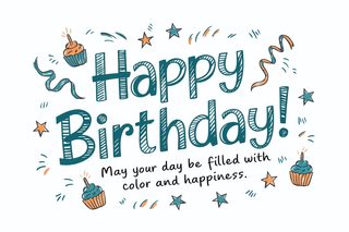 Hand Drawn Chalkboard Happy Birthday Greeting Card