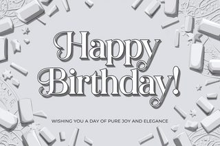 Elegant White Happy Birthday Card