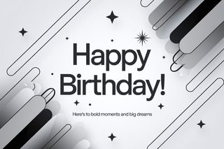 Minimalist Happy Birthday Card with Geometric Shapes
