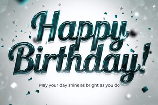 3D Teal Happy Birthday Greeting Card Design
