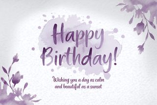 Watercolor Happy Birthday Card with Floral Detail