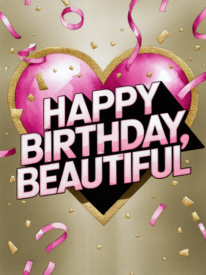 Watercolor Happy Birthday Heart Design