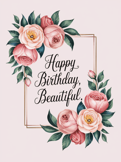 Happy Birthday Beautiful Floral Greeting Card