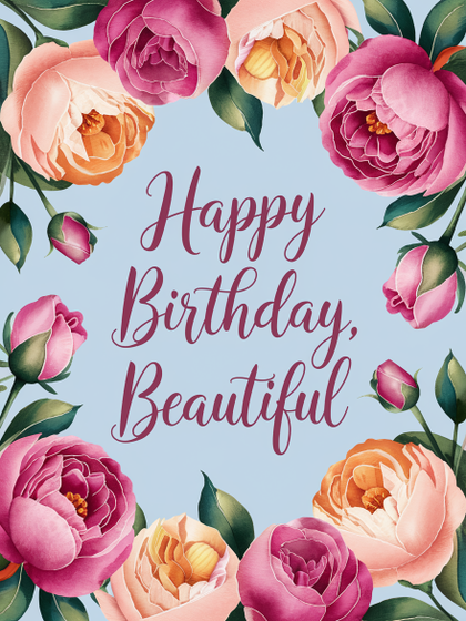 Watercolor Floral Happy Birthday Card