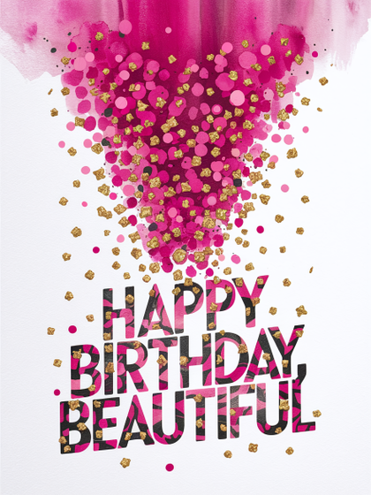 Happy Birthday Beautiful Confetti Watercolor Design