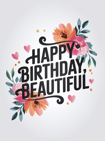Watercolor Happy Birthday Floral Greeting Card