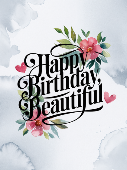 Happy Birthday Watercolor with Flowers