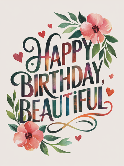 Watercolor Happy Birthday Floral Greeting
