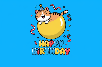 Happy Birthday Cat Balloon