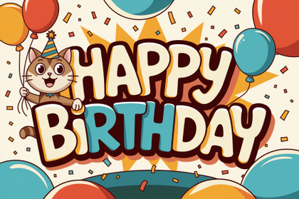 Happy Birthday Cat Cartoon