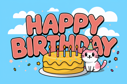 Cute Happy Birthday Cat Cake