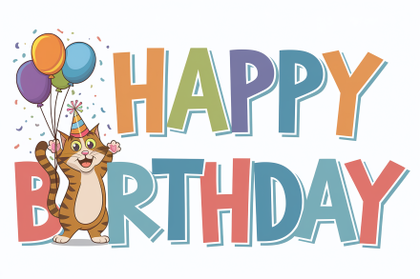 Happy Birthday Cat Cartoon Illustration