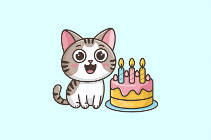 Cute Cat Birthday Cake