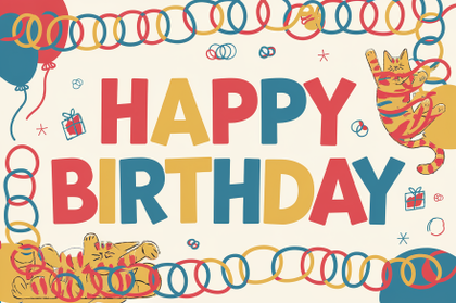 Happy Birthday Card with Cats