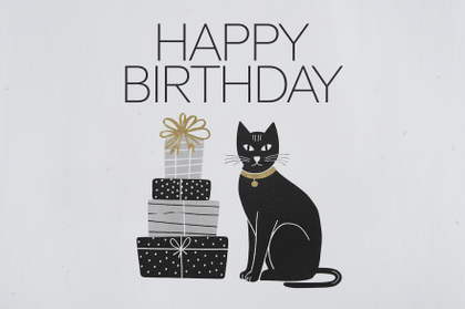 Minimalist Cat Birthday Card