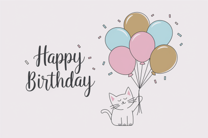 Cute Cat Birthday Illustration